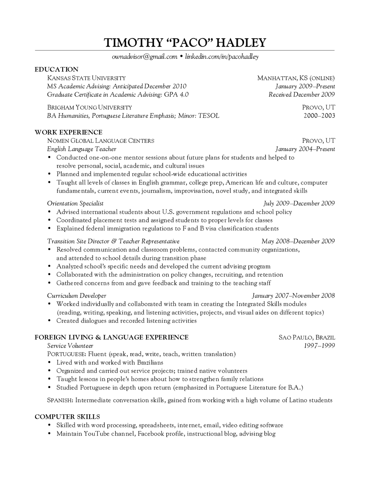 What should i write under profile on my resume